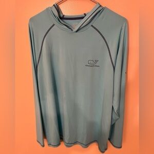 Vineyard Vines Green/Blue Performance Hooded Mens Long Sleeve Sz M